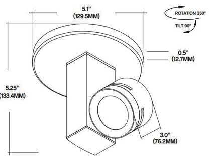 Core Lighting CTL410-L1-30K-BK-SP-MP 700 Lumen Vertical Monopoint Track Head 3000K Black Finish