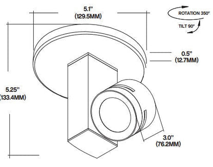 Core Lighting CTL410-L1-30K-BK-WF-MP 700 Lumen Vertical Monopoint Track Head 3000K Black Finish