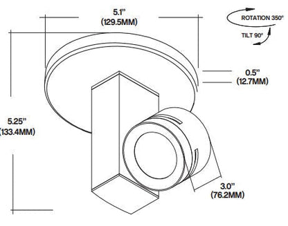 Core Lighting CTL410-L1-27K-WH-FL-MP-277V 700 Lumen Vertical Monopoint Track Head 2700K 277V White Finish