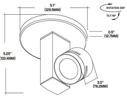 Core Lighting CTL410-L1-30K-SI-WF-MP 700 Lumen Vertical Monopoint Track Head 3000K Silver Finish