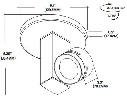 Core Lighting CTL410-L1-27K-WH-SP-MP 700 Lumen Vertical Monopoint Track Head 2700K White Finish