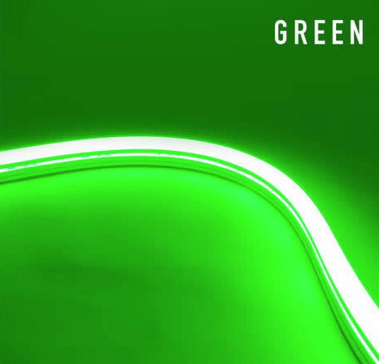 Diode LED DI-24V-TE-NBL2-GN-32 32.8ft Neon Blaze Flexible LED Lighting Color Temperature Green, Watt 2.44W/ft, Lumens 148lm/ft 24V Top Emitting