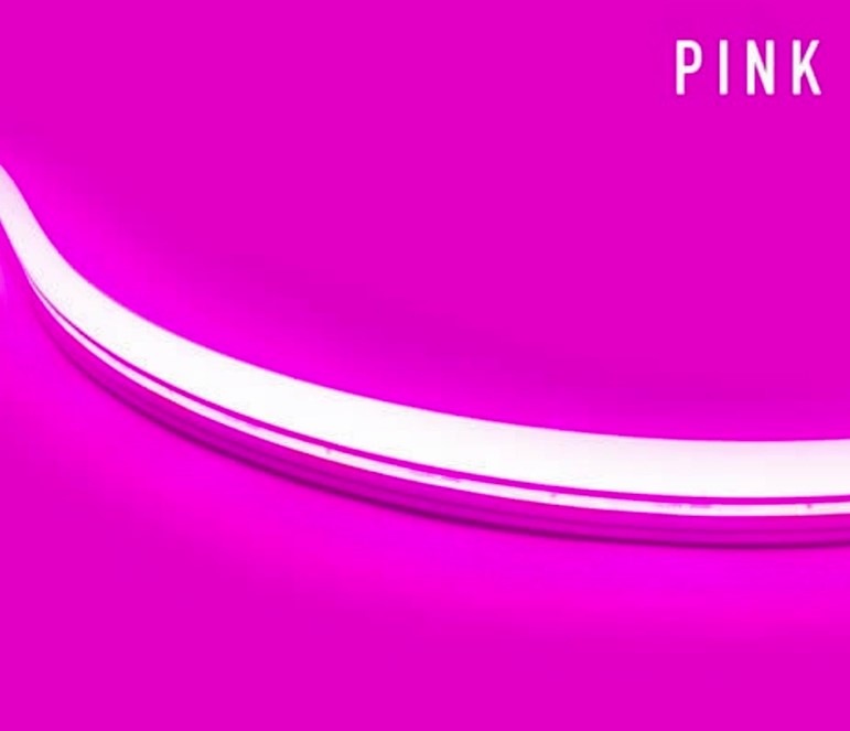 Diode LED DI-24V-TE-NBL2-PK-32 32.8ft Neon Blaze Flexible LED Lighting Color Temperature Pink, Watt 2.44W/ft, Lumens 93lm/ft 24V Top Emitting