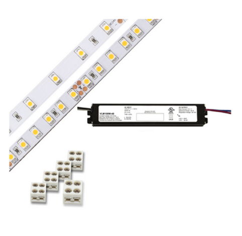 Diode LED DI-KIT-24V-BC1CV60-2700 Blaze Basics 100 Series LED Tape Light Spool with VLM Constant Voltage Driver, Color Temperature 2700K, Voltage 24V