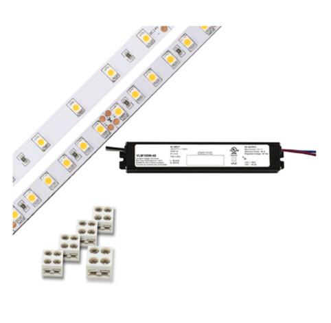 Diode LED DI-KIT-24V-BC1CV60-3000 Blaze Basics 100 Series LED Tape Light Spool with VLM Constant Voltage Driver, Color Temperature 3000K, Voltage 24V