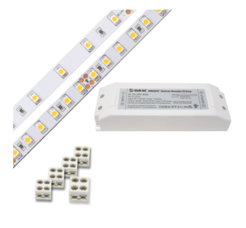Diode LED DI-KIT-24V-BC1ODBELV60-3500 Blaze Basics 100 Series LED Tape Light Kit Spool with 60W OMNIDRIVE, Color Temperature 3500K, Voltage 24V