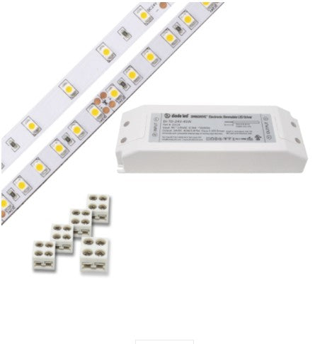 Diode LED DI-KIT-24V-BC1ODBELV60-5000 Blaze 100 Series 16.4ft Basics LED Tape Light Spool with 60W OMNIDRIVE BASICS ELV, Color Temperature 5000K, Voltage 24V
