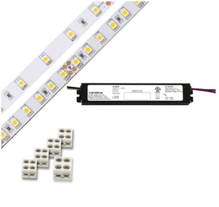 Diode LED DI-KIT-24V-BC2CV60-3000 Blaze 200 Series 16.4ft Basics LED Tape Light Spool with VLM Constant Voltage Driver, Color Temperature 3000K, Voltage 24V