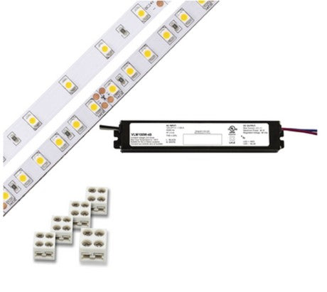 Diode LED DI-KIT-24V-BC2CV60-4200 Blaze 200 Series 16.4ft Basics LED Tape Light Spool with VLM Constant Voltage Driver, Color Temperature 4200K, Voltage 24V