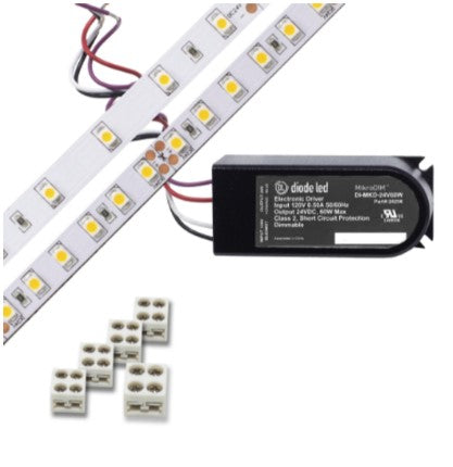 Diode LED DI-KIT-24V-BC2MD60-3000 Blaze 200 Series 16.4ft Basics LED Tape Light Spool with MikroDIM, Color Temperature 3000K, Voltage 24V