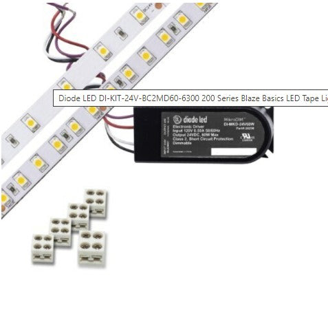 Diode LED DI-KIT-24V-BC2MD60-6300 Blaze 200 Series 16.4ft Basics LED Tape Light Spool with MikroDIM, Color Temperature 6300K, Voltage 24V