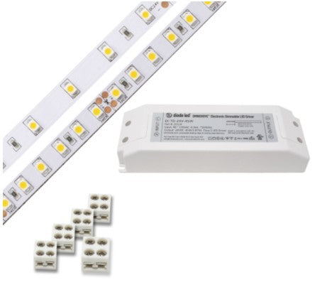 Diode LED DI-KIT-24V-BC2ODBELV60-2700 Blaze 200 Series 16.4ft Basics LED Tape Light Spool with 60W OMNIDRIVE BASICS ELV, Color Temperature 2700K, Voltage 24V