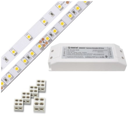 Diode LED DI-KIT-24V-BC2ODBELV60-5000 Blaze 200 Series 16.4ft Basics LED Tape Light Spool with 60W OMNIDRIVE BASICS ELV, Color Temperature 5000K, Voltage 24V