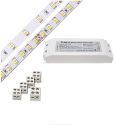 Diode LED DI-KIT-24V-BC2ODBELV60-6300 Blaze 200 Series 16.4ft Basics LED Tape Light Spool with 60W OMNIDRIVE BASICS ELV, Color Temperature 6300K, Voltage 24V