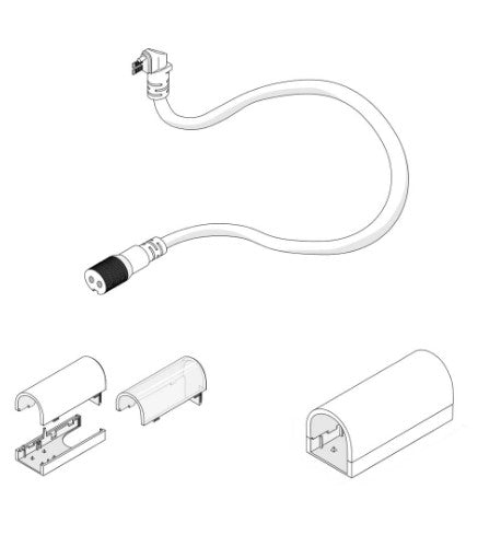 Diode LED DI-SE-NB-BWC-EC Neon Blaze Side Bending Bottom Wire Entry Connector & Frosted End Cap Pair