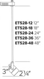 ELCO Lighting ET528-18B Electronic Low Voltage Cylinder Accent Light with Stem Extension Track Fixture 18" Extension 50W 12V Black Finish