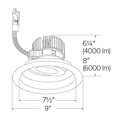 ELCO Lighting E818L4040W 8 Inch Adjustable LED Light Engine Trims White Finish 4000K 4000 lm