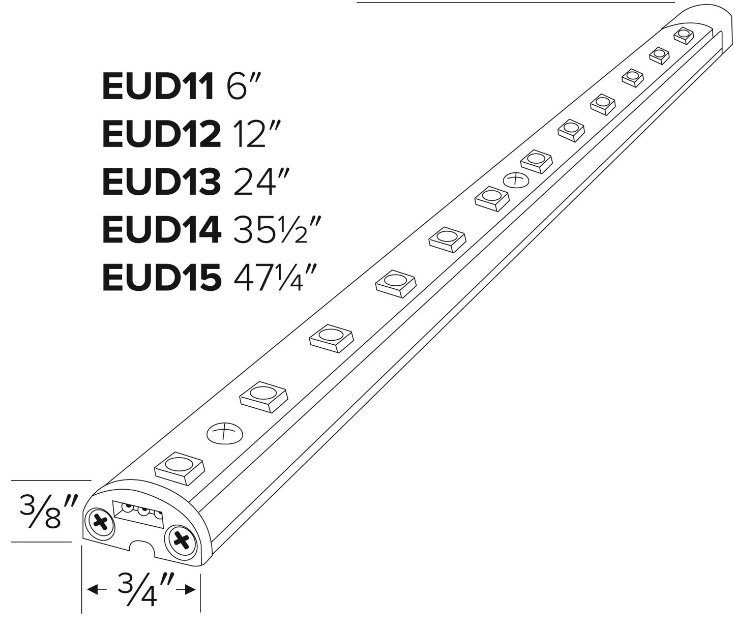 ELCO Lighting EUD15CW LED Undercabinet Lightbars 47 1/4 Inch 13.2W 4000K 24V Aluminum Finish
