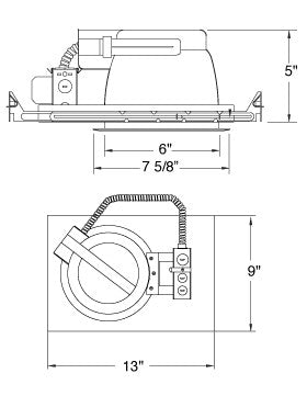 ELCO Lighting ELHF7226E 7 Inch CFL Horizontal Downlight with Plaster Frame 52W 120/277V