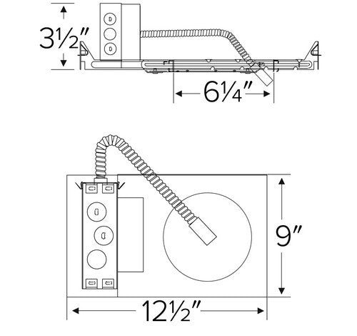 ELCO Lighting E6LFU12D 6 Inch New Construction Plaster Frame with Driver 1250 lm 120/277V Triac/ELV/0-10V