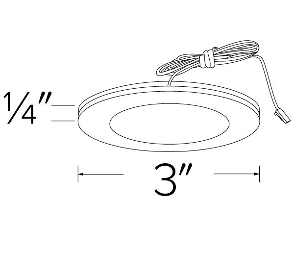 ELCO Lighting E261W Undercabinet Pucks, Sedum Mini Super Slim Round LED Puck Light 2.2W 3000K 170 lm 12V White Finish