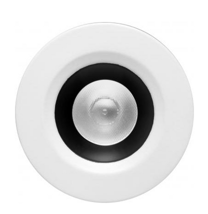 Elco Lighting E1L02WFSDB 1" Round Recessed Oak™ Downlight, Beam Angle 50°, Color Temperature SunsetK, Black with White Trim