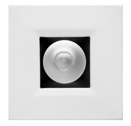 Elco Lighting E1L12NF30B 1" Square Recessed Oak™ Downlight, Beam Angle 28° Color Temperature 3000K, Black with White Trim