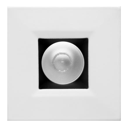 Elco Lighting E1L12NF35B 1" Square Recessed Oak™ Downlight, Beam Angle 28°, Color Temperature 3500K, Black with White Trim