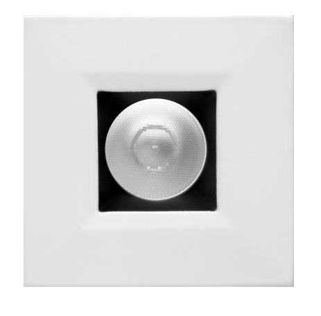 Elco Lighting E1L12NF40B 1" Square Recessed Oak™ Downlight, Beam Angle 28°, Color Temperature 4000K, Black with White Trim