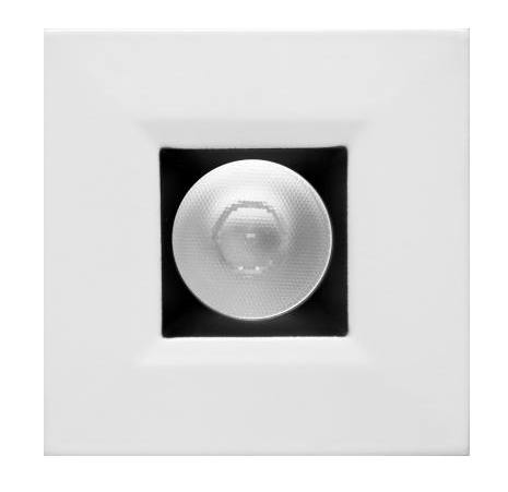 Elco Lighting E1L12WF30B 1" Square Recessed Oak™ Downlight, Beam Angle 50°, Color Temperature 3000K, Black with White Trim