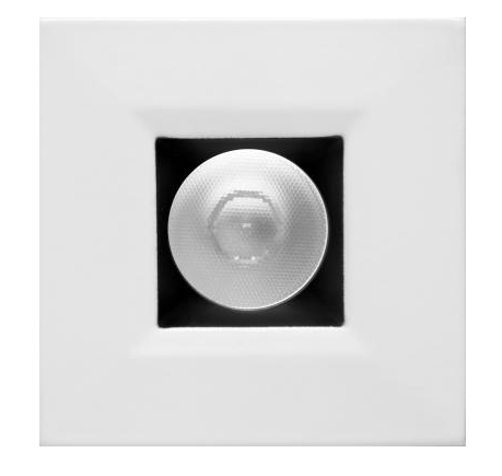 Elco Lighting E1L12WF35B 1" Square Recessed Oak™ Downlight, Beam Angle 50°, Color Temperature 3500K, Black with White Trim
