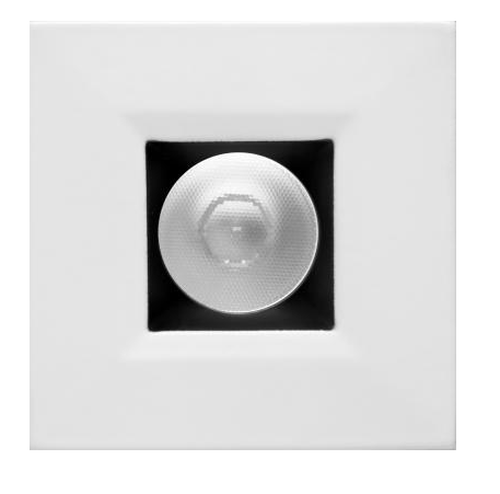 Elco Lighting E1L12WFSDB 1" Square Recessed Oak™ Downlight, Beam Angle 50°, Color Temperature SunsetK, Black with White Trim