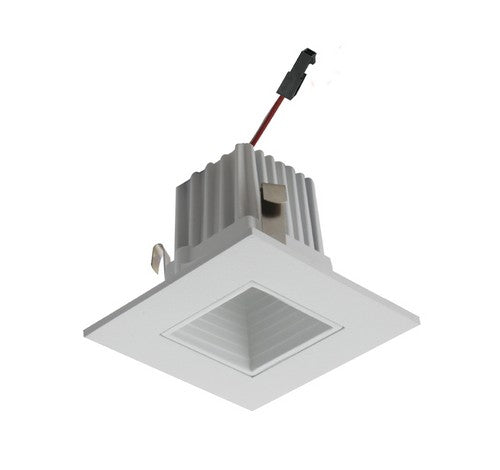 Square white LED baffle light engine with ribbed interior, suitable for ELCO 2" recessed fixtures, wire connector attached.