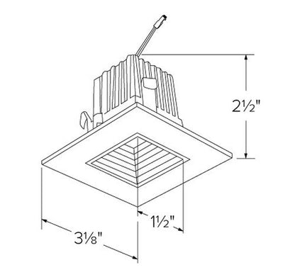 ELCO Lighting E215C1840W 11W 2" Square LED High-Lumen Baffle Light Engine Color Temperature 4000K, Lumens 1125lm, White Finish