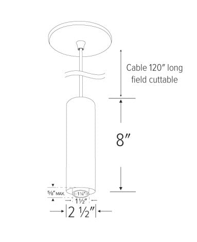 Elco Lighting E25PW-0735-FC 2″ Sylo™ Pendant with Koto™ Focus Module, Lumens 830 lm, Color Temperature 3500K, Adjustable Beam Angle 18º-50º, All White Finish