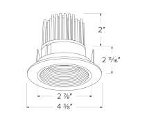 Elco Lighting E314C0830W2 3 Inches LED Light Engine with Baffle Trim, Color Temperature 3000K, All White Finish