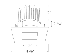 Elco Lighting E315C1027C2 3 Inches Square Pinhole Light Engine, Color Temperature 2700K, Chrome w/White Square Finish