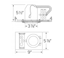 Elco Lighting E3LC10D2 3 Inches Non-IC Airtight Single Wall Housing with Driver, Voltage 120/277V, Dimming Triac/ELV/0-10V