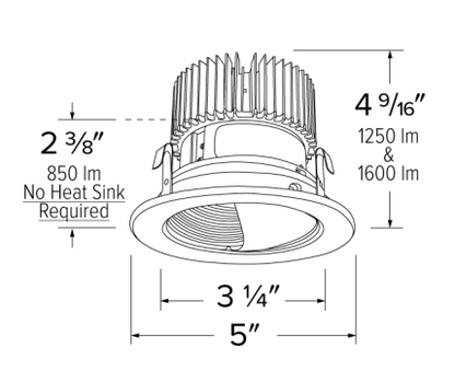 Elco Lighting E411C0830H2 4 Inches LED Light Engine with Wall Wash Reflector Trim, Color Temperature 3000K, Haze w/White RIng Finish