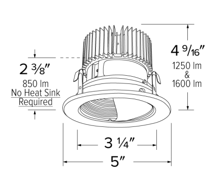 Elco Lighting E411C16SDW 4 Inches LED Light Engine with Wall Wash Reflector Trim, Color Temperature SunsetK, All White Finish
