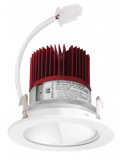 Elco Lighting E411C0830H2 4 Inches LED Light Engine with Wall Wash Reflector Trim, Color Temperature 3000K, Haze w/White RIng Finish