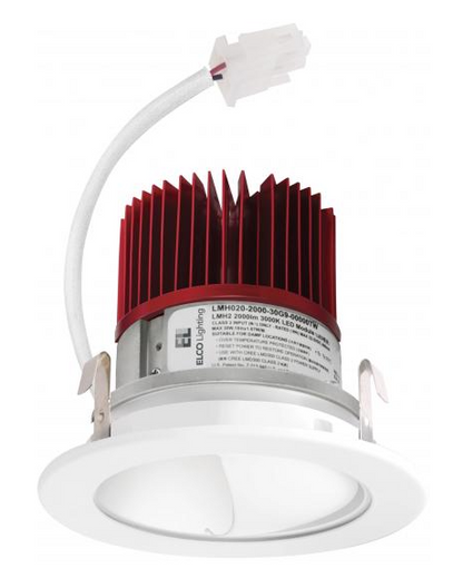 Elco Lighting E411C08SDH 4 Inches LED Light Engine with Wall Wash Reflector Trim, Color Temperature SunsetK, Haze w/White Ring Finish