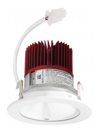 Elco Lighting E411C1230W2 4 Inches LED Light Engine with Wall Wash Reflector Trim, Color Temperature 3000K, All White Finish