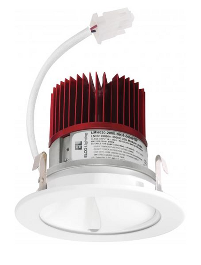 Elco Lighting E411C12SDW 4 Inches LED Light Engine with Wall Wash Reflector Trim, Color Temperature SunsetK, All White Finish