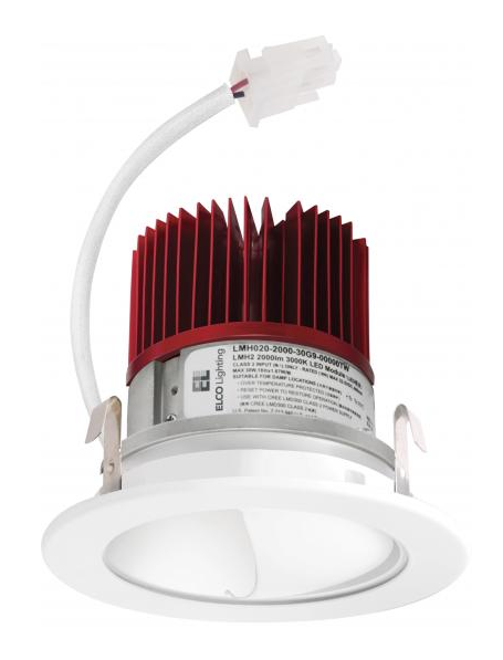 Elco Lighting E411C16SDH 4 Inches LED Light Engine with Wall Wash Reflector Trim, Color Temperature SunsetK, Haze w/White Ring Finish