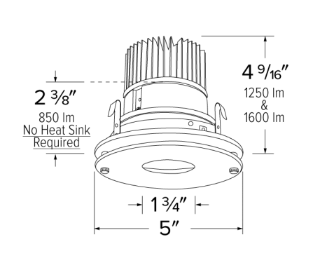 Elco Lighting E412C16SDW 4 Inches LED Light Engine with Drop Glass Reflector Trim, Color Temperature SunsetK, All White Finish