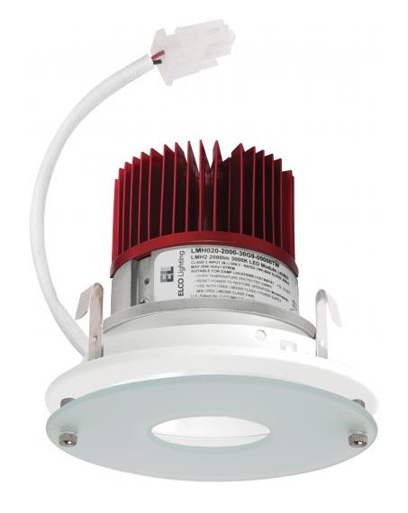 Elco Lighting E412C0827W2 4 Inches LED Light Engine with Drop Glass Reflector Trim, Color Temperature 2700K, All White Finish