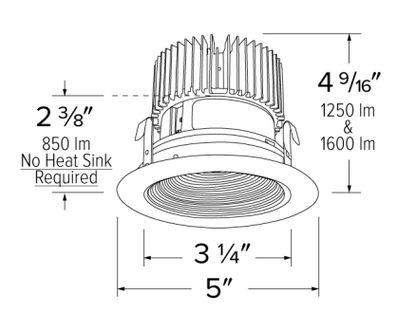 Elco Lighting E414C1640W2 4 Inches LED Light Engine with Baffle Trim, Color Temperature 4000K, All White Finish