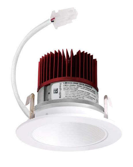 Elco Lighting E414C0840W2 4 Inches LED Light Engine with Baffle Trim, Color Temperature 4000K, All White Finish