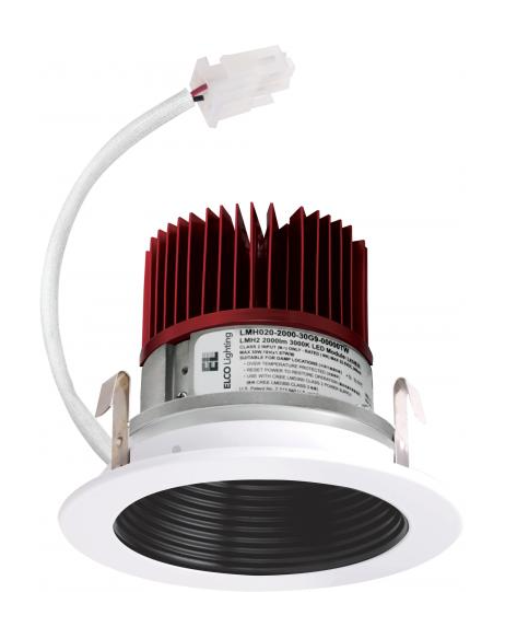 Elco Lighting E414C1227B2 4 Inches LED Light Engine with Baffle Trim, Color Temperature 2700K, Black w/White Ring Finish